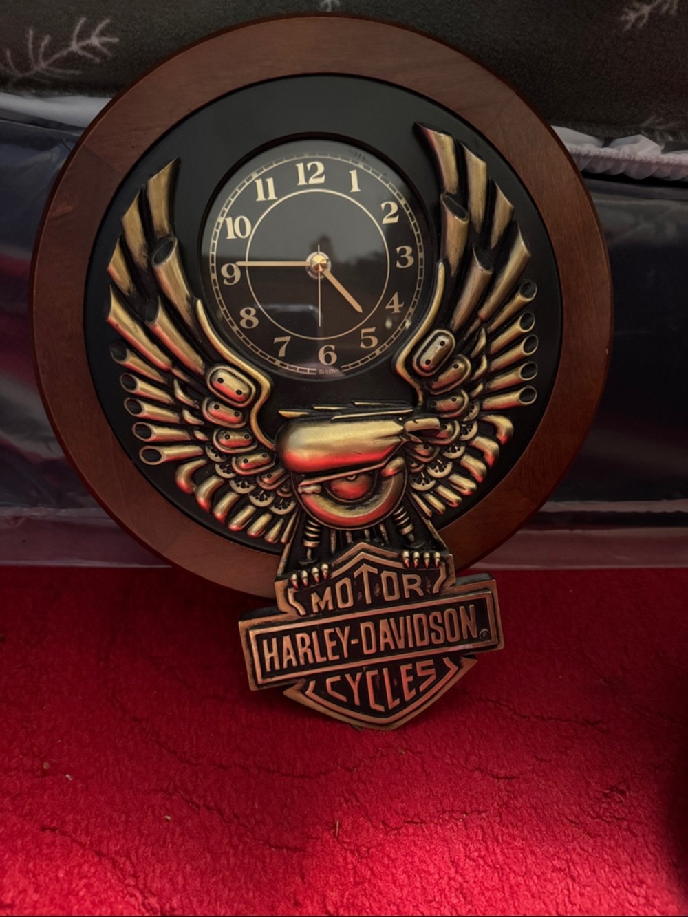 Harley-Davidson Black and Bronze Winged Wall Clock